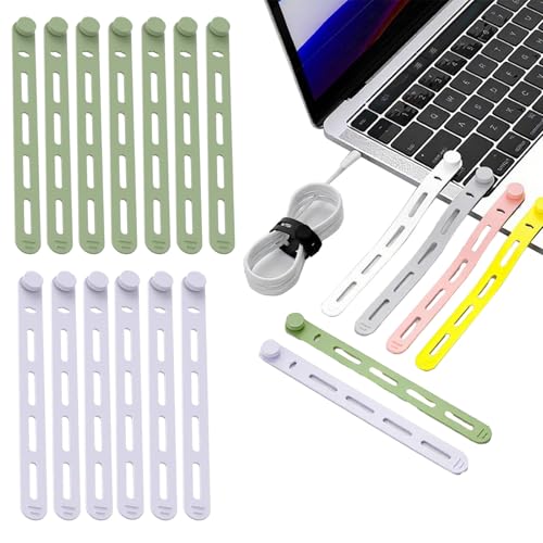Bridas de silicona – Organizador de cables reutilizables – 20 piezas de alta elasticidad para organizar cables para cocina, oficinas, hogar, escuela, coche, viajes