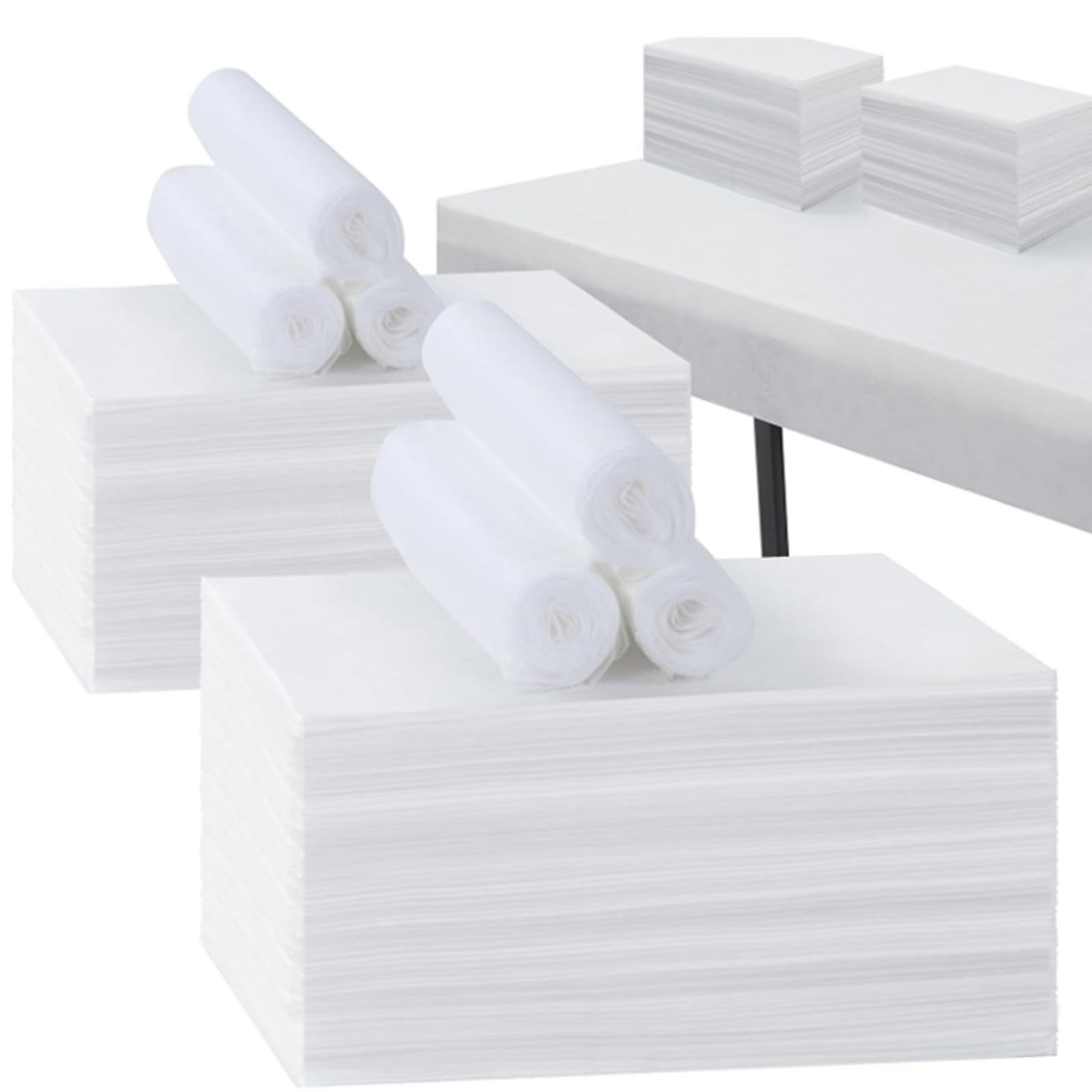 Juego de 200 sábanas desechables para masajes, de tela suave no tejida, para mesa de masaje, edredones protectores para salón de belleza, spa, masajes, hoteles, esteticistas, 180 x 80 cm (blanco)