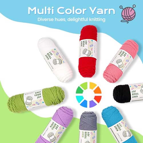 Image of Besgeer Whtie Yarn for Crocheting, Knitting, Tufting, Craft, 6 Pack of 100g /3.5oz Crochet Yarn, 4 Medium (Worsted), 654 Yards - 100% Acrylic (6 Colors：Green, Blue, Pink, Red, Gray, Purple)
