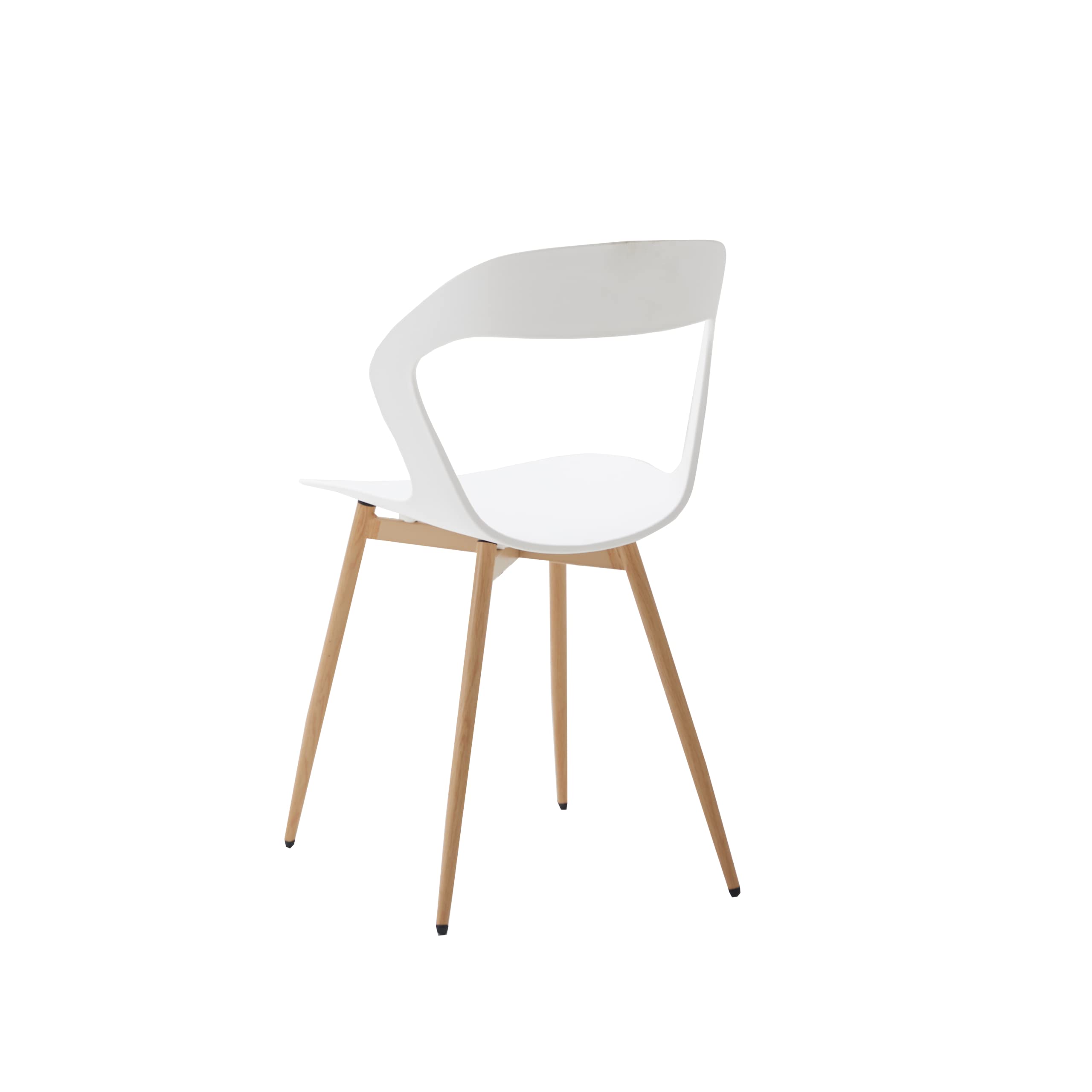 Set di 4 Sedie da Pranzo Moderne Sedie da Cucina con Gambe in Metallo (Rovere), Sedie da Ufficio in Stile Scandinavo, Design con Schienale Cavo, Bianco+Rovere