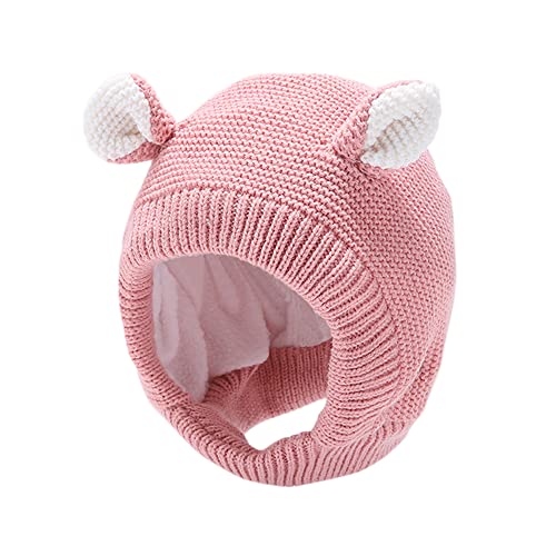 Image of Scarf Woolen Earflap Hood Warm Skull Knit Caps Beanie Cap for Toddlers Baby Girls and Boys