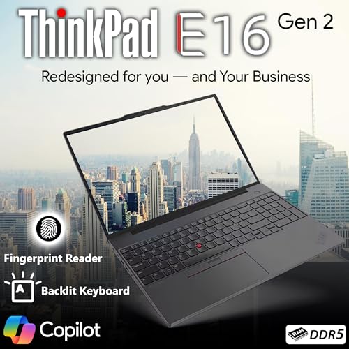 undefined Lenovo ThinkPad E16 Gen 2, FHD+ 16" Touchscreen, AMD Ryzen 7 7735U, 16GB RAM, 512GB SSD, Fingerprint, Backlit Keyboard, WiFi 6E + BT, RJ-45, FHD Webcam, Win 11 Pro, AI Business Laptop の商品画像 4