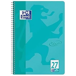 Oxford Collegeblok Touch, A4, 80 vellen, gelinieerd met dubbele rand, aqua