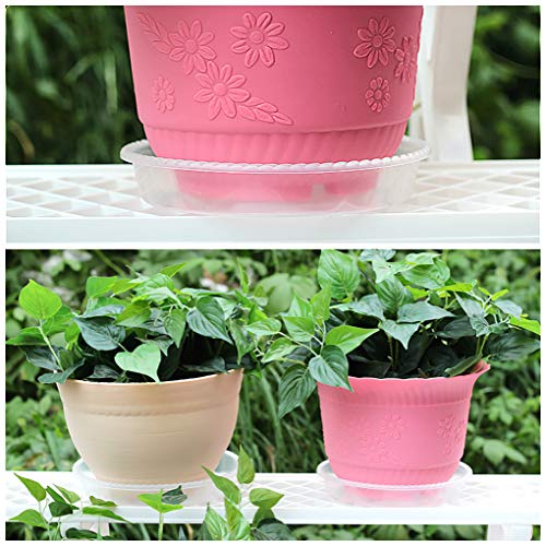 CandyHome 6 Pieces of 10 Inch Plastic Clear Plant Saucers Pot Trays for Indoor Outdoor Household and Garden Assorted, 1-White