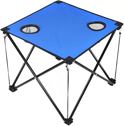 BESPORTBLE Mesa de camping portátil plegable con portavasos, escritorio compacto para viajes, senderismo, barbacoa (azul)