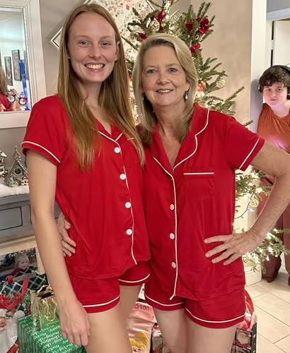 Image of Womens Pajamas Set Short Sleeve Sleepwear Button Down Pjs Shorts Set Soft Pjs Lounge Set With Pockets