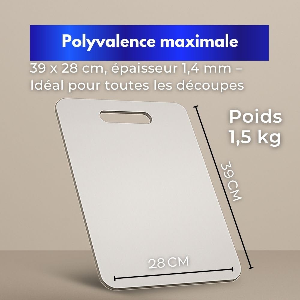 INOXLM Planche à découper en acier inoxydable alimentaire 39 x 28 cm adapté à Haccp, planche à découper de cuisine professionnelle double face et résistante, planche à découper en acier pour cuisine