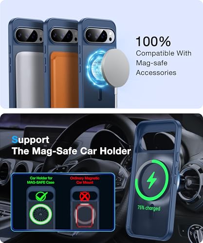Image of [NO.1 Magnetic for Google Pixel 10 Pro XL Case with MagSafe [Military Shockproof][Translucent Matte][Anti-Fingerprint] Soft Silicone Bumper for Google Pixel 10 Pro XL Phone Case Slim, Blue