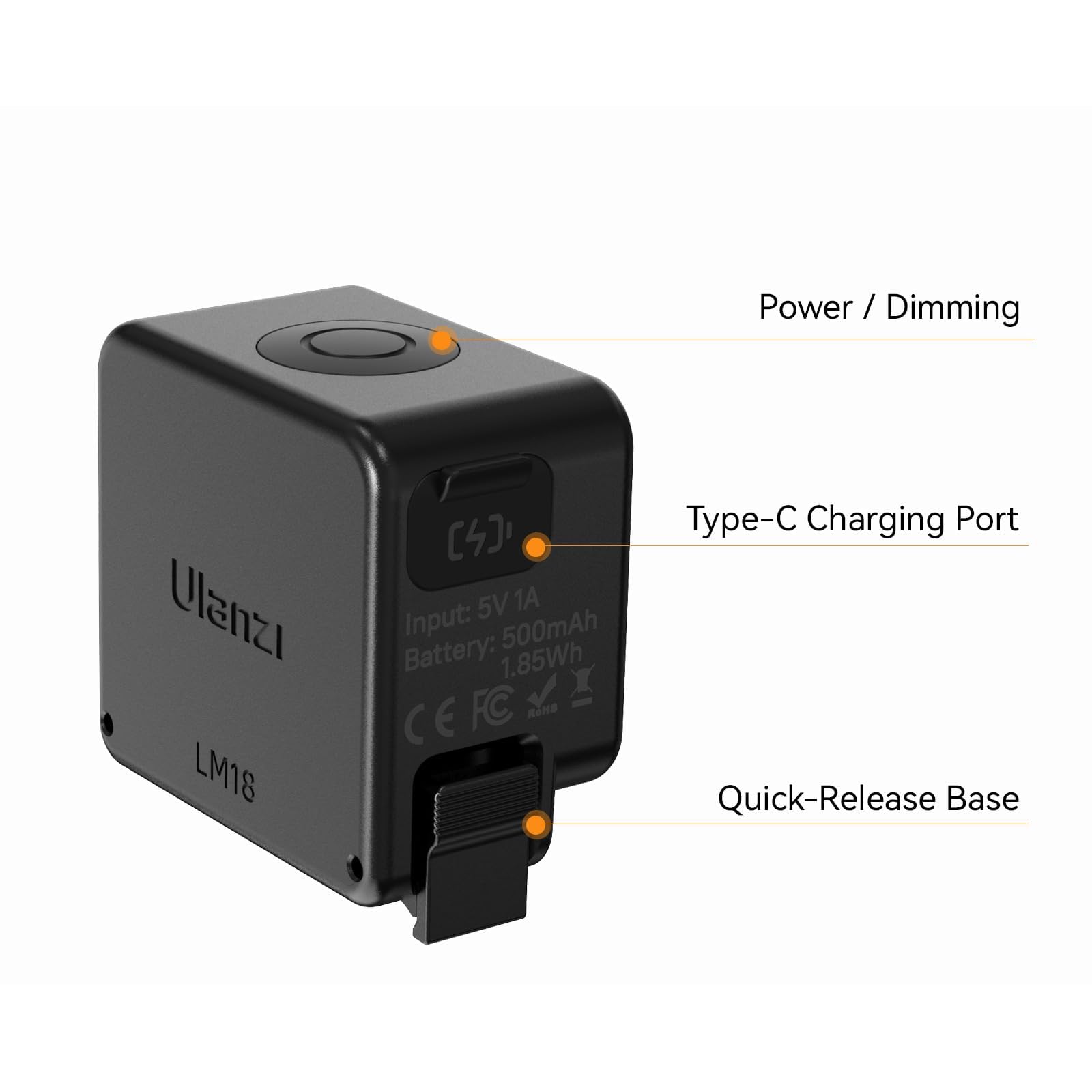 ULANZI LM18 Vlogging Light Mini LED Action Camera Video Luce Fotografia Magnetica Illuminazione per DJI Osmo Action 3/4/5 Pro Camera Cage Accessori
