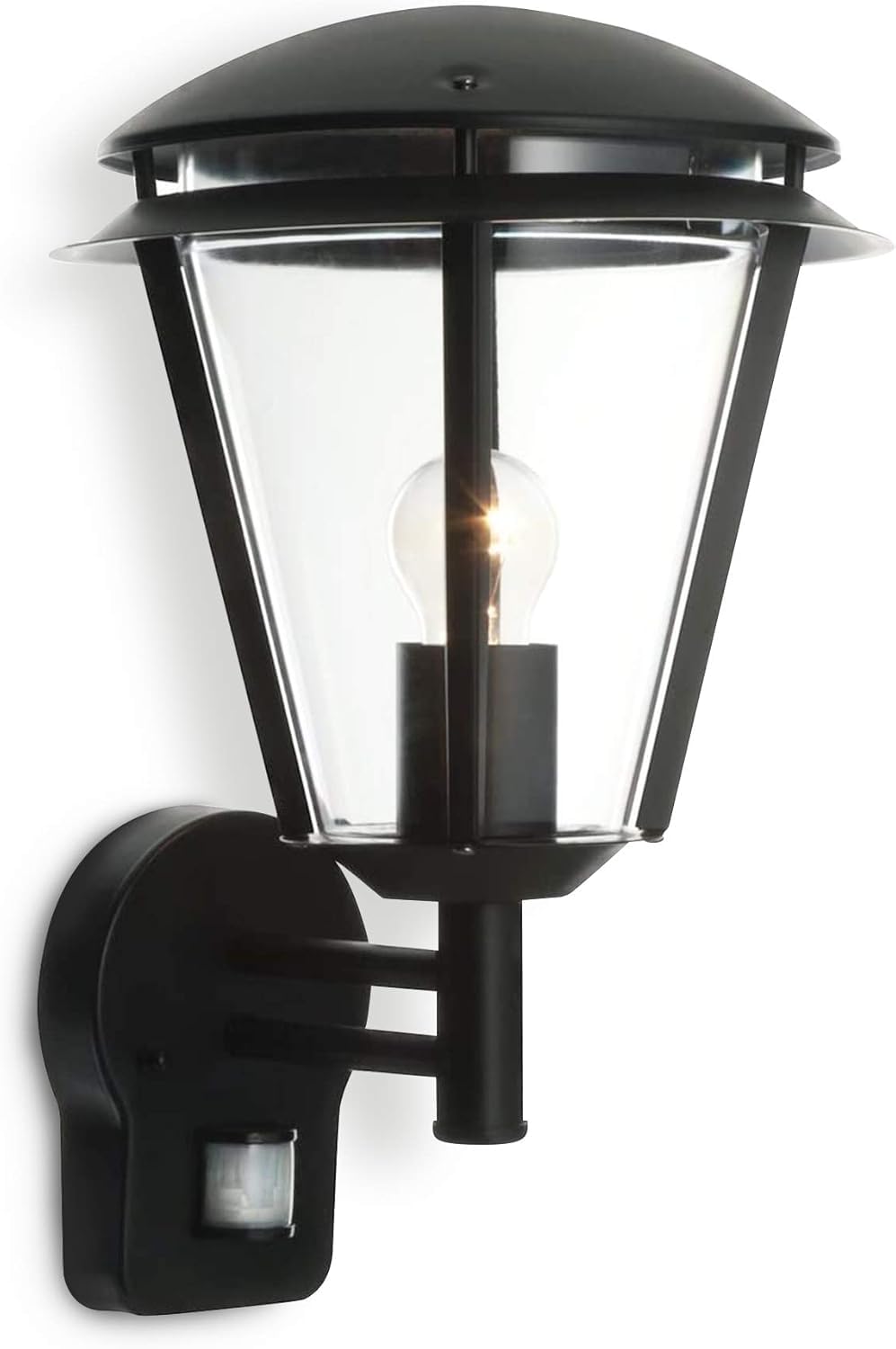 INOVA Outdoor Lights with Sensor - Security Lights Outdoor Motion Sensor - Matt Black Stainless Steel PIR Motion Sensor Lights - Motion Detector Outside Lights - IP44 Weatherproof Wall Lights