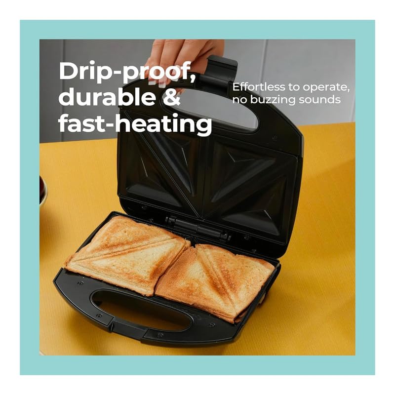 Avantara Creation Sandwich Toaster Maker for Grilling Toasting Non Stick Dual Grill Plates Quick Even Heating Cool Touch Handle Press Lock Smart Light Indicator Easy to Clean (Pack of 1 Pcs) 1