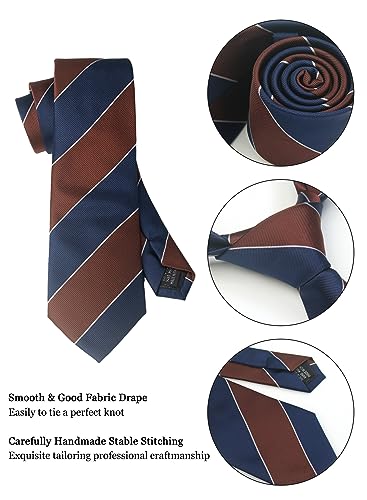 Image of Striped Plaid Polka Dot Mens Tie Formal Necktie Pocket Squares Ties Clips Cufflinks Classic for Men Set