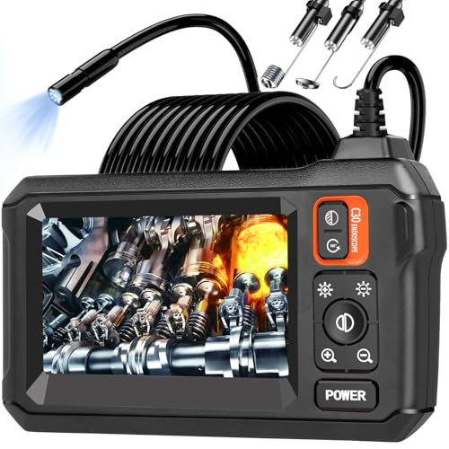 Endoscope Camera with Light, Borescope Camera with 4.3' IPS Screen, 1920P HD with 8 LED Lights, 16.4FT Semi-Rigid Cord Bore Scope, Gadgets for Men & Tools for Men