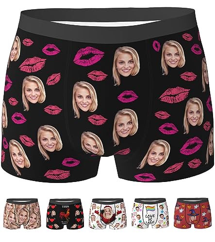 Custom Mens Boxer Briefs Personalized Underwear with Photo Picture Customized Girlfriend's Face Boxers Gifts