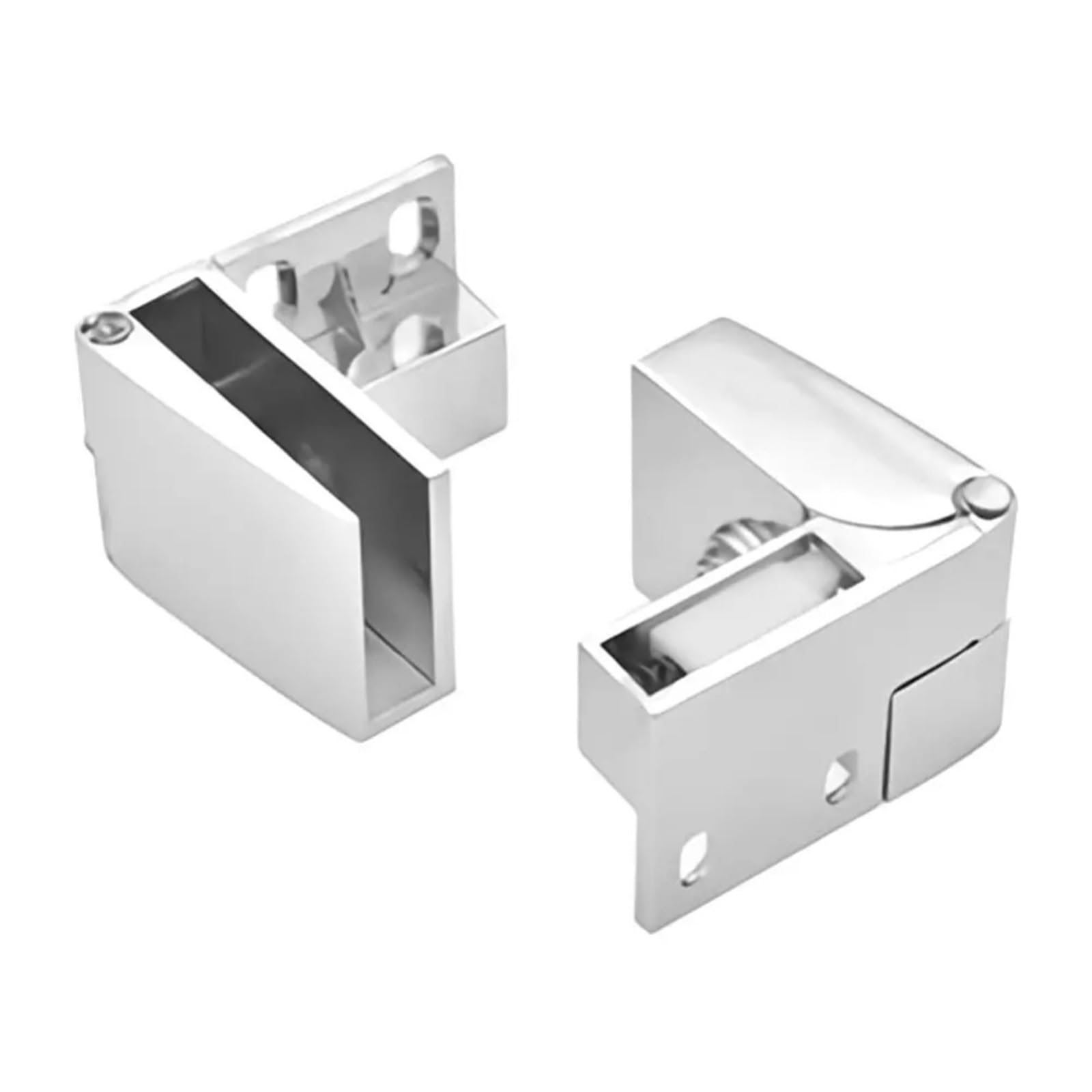 Cnyuon Silver 2 Pair Glass Door Hinge Clamps Zinc Alloy Bread Cabinet Cupboard Gate Clip Self-Closing Hinges For 3-5Mm For Glass Door(Silver)