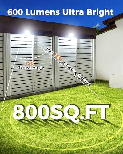 Image of Clip On Solar Lights Outdoor, Motion Sensor Outdoor Lights, 92 LEDs 600LM Solar Fence Lights Outdoor Waterproof,Security Lights for Fence, Deck, Gutter (1, Black Octopus -3000K /5000K /6000K)