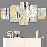 SIGNWIN 5 Panel Canvas Wall Art Modern Art Abstract Contemporary Edgy Mixed Media Multicolor Patterns for Home Decorations Ready to Hang - 60