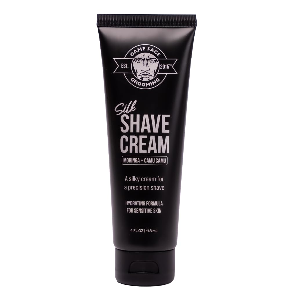 Game Face Silk Shave Cream, Hydrating Formula for Sensitive Skin, Fragrance Free, Travel Friendly - 4 Fl. Oz.