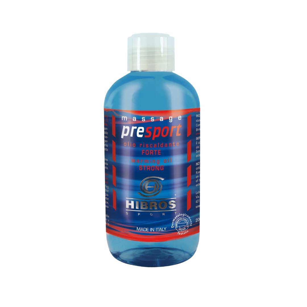 Hibros Olio Attivante Pre Sport Presport Ciclismo - Stagione Fredda - Riscaldante Forte - Massaggio Assorbimento Rapido Made in Italy Olio 500 ml