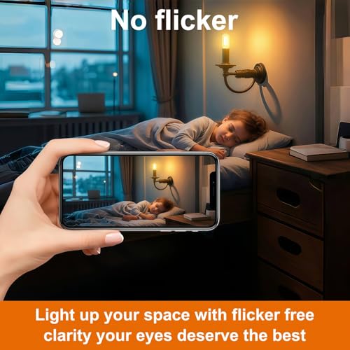 Image of Vinaco T6 LED Candelabra Bulb Dimmable 4W 2700K Warm White for Chandelier | 6PCS 40W Eq. 450LM, 360Beam, NO Flicker, 3.39 Inch, Clear Glass E12 LED Edison Bulb, for Ceiling Fan light, Pendant, Sconce
