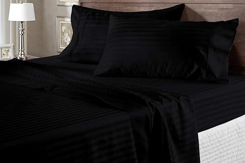Juego de sábanas de rayas negras tamaño individual XL, sábanas y fundas de almohada de 1500 hilos con calidad de hotel de lujo, sábanas ultra