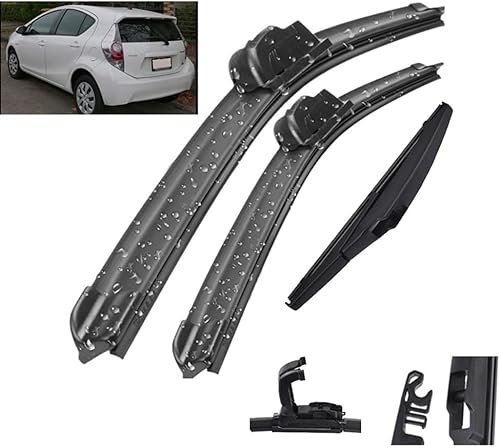 Juego de 3 limpiaparabrisas delantero y trasero compatible con Toyota Prius C 2012-2021 limpiaparabrisas de 26 + 16 + 8 pulgadas