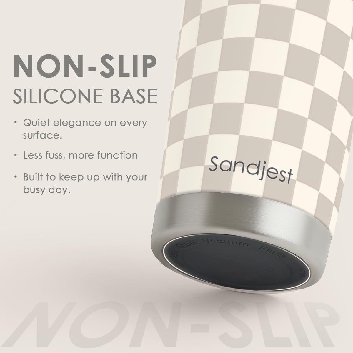 SANDJEST Checkered Tumbler 20oz Stainless Steel Insulated, Checker Travel Coffee Cup, Bow Gifts for Women Girls Teen, Birthday Christmas (Beige) - Image 4