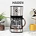 Haden Coffee Machine, 12 Cup Programmable Drip Coffee Maker with Auto Shut-Off Function and Reusable Washable Water Filter, Steel & Copper