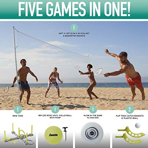 Franklin Sports Fun 5 Combo Set Badminton, Volleyball, Flip Toss