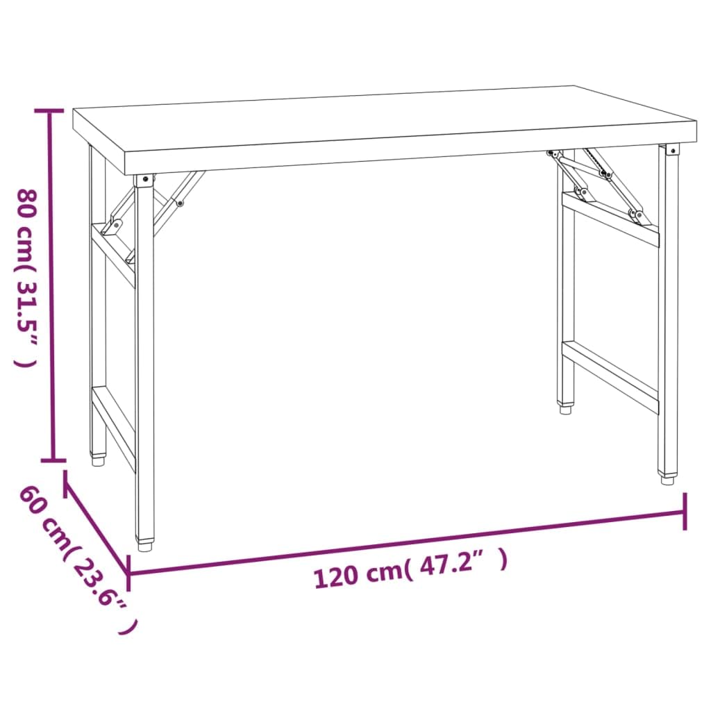 Tavolo da lavoro da cucina in acciaio inox con ripiano, 120 x 60 x 145 cm, per gastronomia, ristorante, cucina, commerciale, snack, catering, bar, caffetteria, mensa, bistrò e magazzino