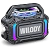 Wilody Altavoces Bluetooth inalámbricos, altavoz exterior de 100 W con graves, impermeable IPX7 flotante, tiempo de reproducción de 20 horas, luz RGB, altavoz portátil con TWS para trabajo, al aire