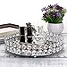 Hipiwe Crystal Cosmetic Vanity Tray, Mirrored Decorative Jewelry Organizer Tray for Perfume, Trinket, Makeup Display Dresser Home Decor (Small, Silver)