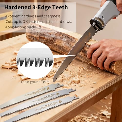 Image of RUITOOL Multi Blades Hand Saw With Quick-Change Mechanism, Equipped With Different Tpi Saw Blades For Cutting Drywall Dry /Wet Wood Or Tree Pruning, Versatile Woodworking & Gardening Tool