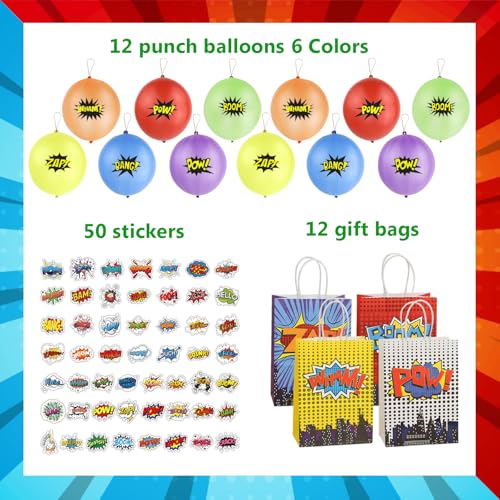Sszs 134 SUPERHERO PARTY FAVORS 134 Packs Superhero Party Favors Birthday Party Supplies With Superhero Mask,Gift Bags,Punch Balloons,Slap Bracelets,Superhero Stickers,Keychain,Pins Goodie Bag Stuffer Boy Girl Toy Carnival Prize thumb #5
