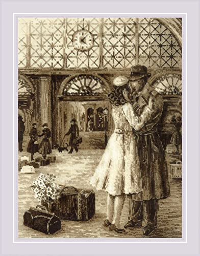 Image of RIOLIS - Old Photo. Rendezvous 2111, Valentine Cross Stitch Kits 11 inchx15, Cross Stitch Kits for Beginners & Advanced, Crossstitching Kits Adult, Counted Stitching Kits, Valentine Embroidery Kit