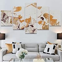 SIGNWIN 5 Panel Canvas Wall Art Modern Art Decorative Elements Fun Illustrations Leaves Multicolor Patterns for Home Decorations Ready to Hang - 60
