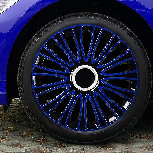 Image of Blue Hubcap Wheel Cover Replacement Kit 14 inch Hub Caps Wheel Rim Cover Car Exterior Accessories Pack of 4, 14 Inches