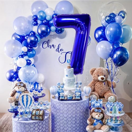 Image of KatchOn, Giant Dark Blue Number 7 Balloon - 40 Inch | 7th Birthday Balloon