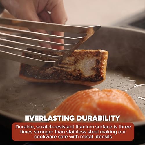 Image of Viking PureGlide Pro 3-Ply Nonstick Frying Pan, Made without PFAS, 12-Inch Induction Cookware, Metal Utensil Safe Titanium Nonstick Surface, Oven Safe to 600F