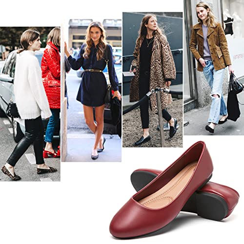 Image of Hash Bubbie Women's Flats Shoes Ballet Flats Dress Shoes Comfortable PU Leather Slip on Shoes for Women