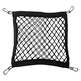 Klmnop Motorcycle Helmet Holder for Backpack as Cover and Container, Double Layer 4 Side Elastic Bands Storage Nets with 4 Carabiners for Attaching to Backpack to Carry Helmet Rainwear Water(Black)