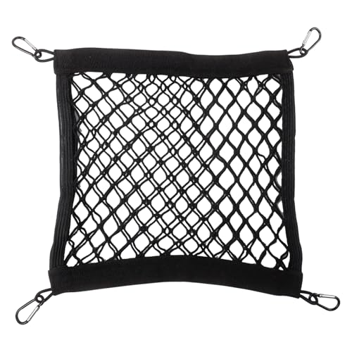 Klmnop Motorcycle Helmet Holder for Backpack as Cover and Container, Double Layer 4 Side Elastic Bands Storage Nets with 4 Carabiners for Attaching to Backpack to Carry Helmet Rainwear Water(Black)