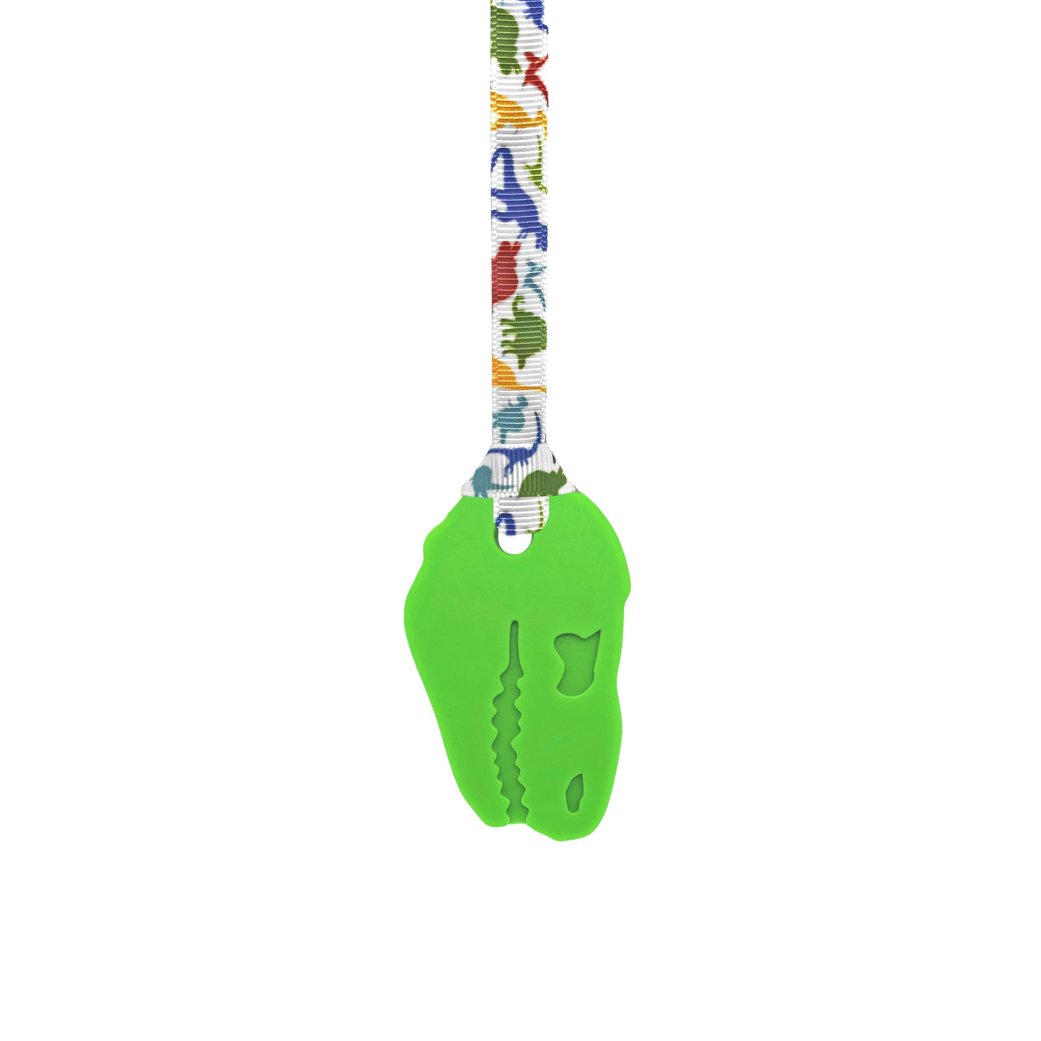 Sensory Oojamabobs - STRONG Dinosaur pendant chew necklace - Autism - Green with lanyard (8 designs available!) (Dinosaurs, 54cm Lanyard)