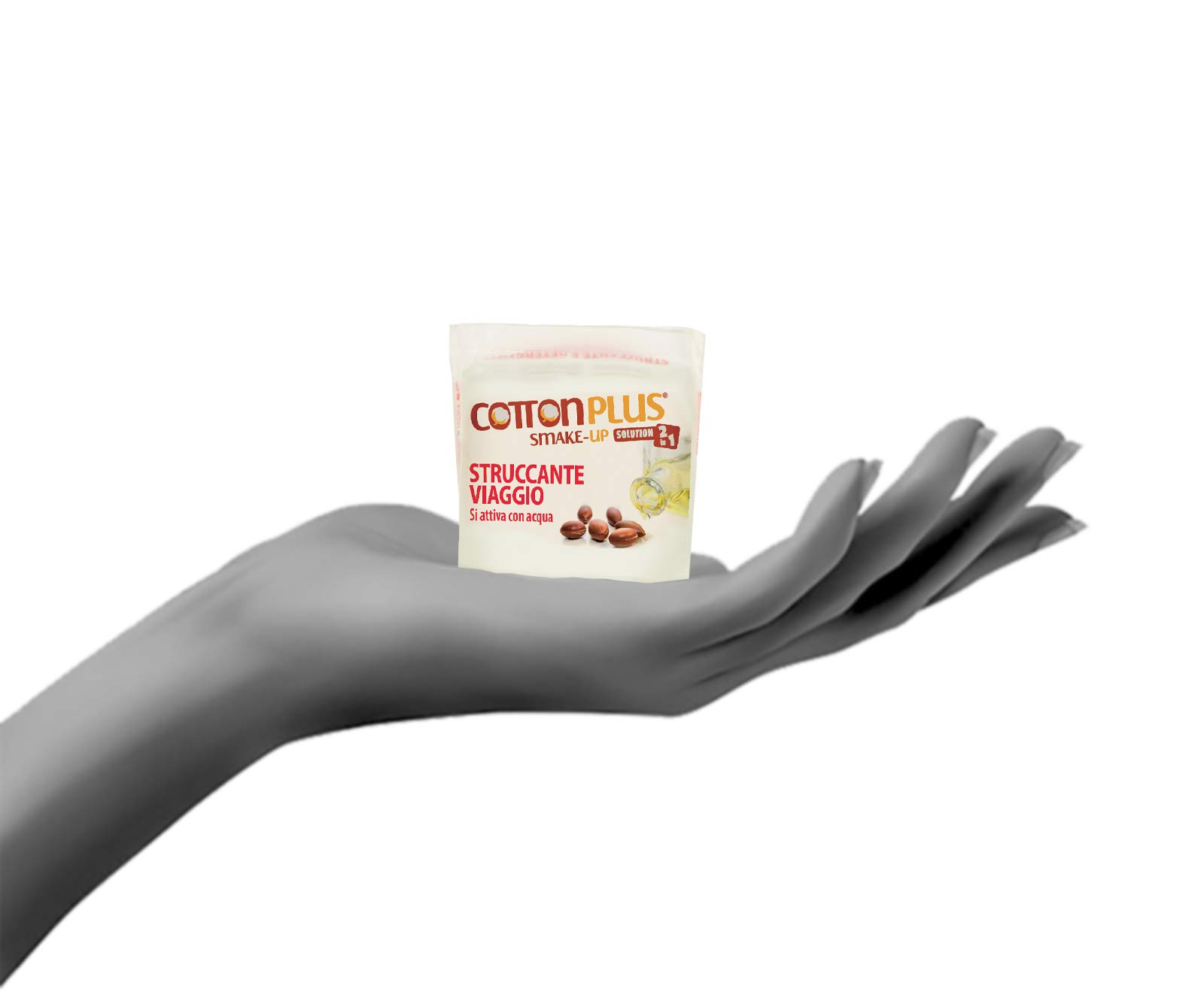 Cotton Plus SMAKE-UP ARGAN MINI 20 pz. "Travel Size" | STRUCCANTE NATURALE! Salviette struccanti asciutte brevettate, senza conservanti!