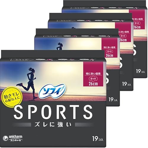ソフィスポーツ SPORTS ナプキン ズレに強い 特に多い昼用 羽つき 26cm 19枚×4個セット (合計76枚)