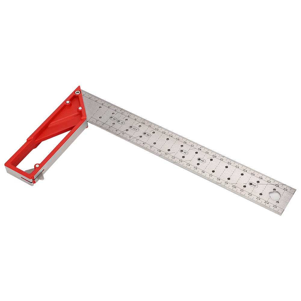 Linijka kątowa ze stali nierdzewnej i kwadrat do obróbki drewna o kątach 45 i 90 stopni, długość 30 cm, aluminiowy uchwyt z odlewanego ciśnieniowo z trójstronnym wykończeniem i