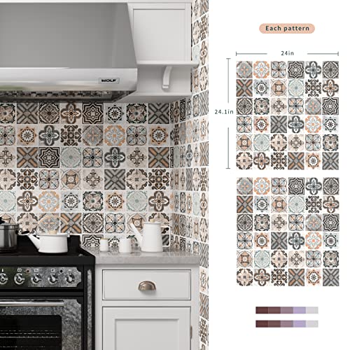 Fuku Mon Bohemian Kitchen Peel And Stick Wallpaper Boho Wallpaper 11.8"X192" Self Adhesive Thicken Contact Paper Tile Bathroom Wallpaper Waterproof Decorative Pattern Backsplash Countertop #TOP6