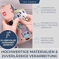 VON HEESEN Slim Wallet mit XXL Münzfach & RFID-Schutz - Mini Geldbörse Herren & Damen - Kartenetui Kreditkartenetui - Portmonee Geldbeutel Portemonnaie klein Rose – Ansicht 5
