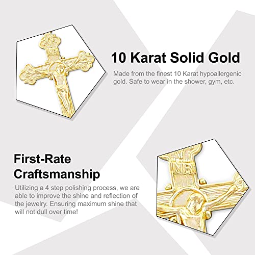 Gold Mini Crucifix Charm - 10 Karat Solid Gold - Small Cross Charm - Religious Cross Jewelry2