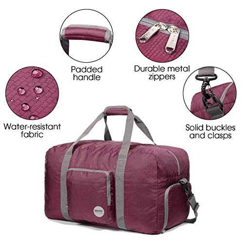 WANDF Travel Duffle Bag 40L 60L, Anti-theft RFID Pocket | Shoe Compartment | Inner Wet Pocket, Water Resistant Nylon Luggage Bag for Weekender Sports Gym Camping (Red 24'', 60L)